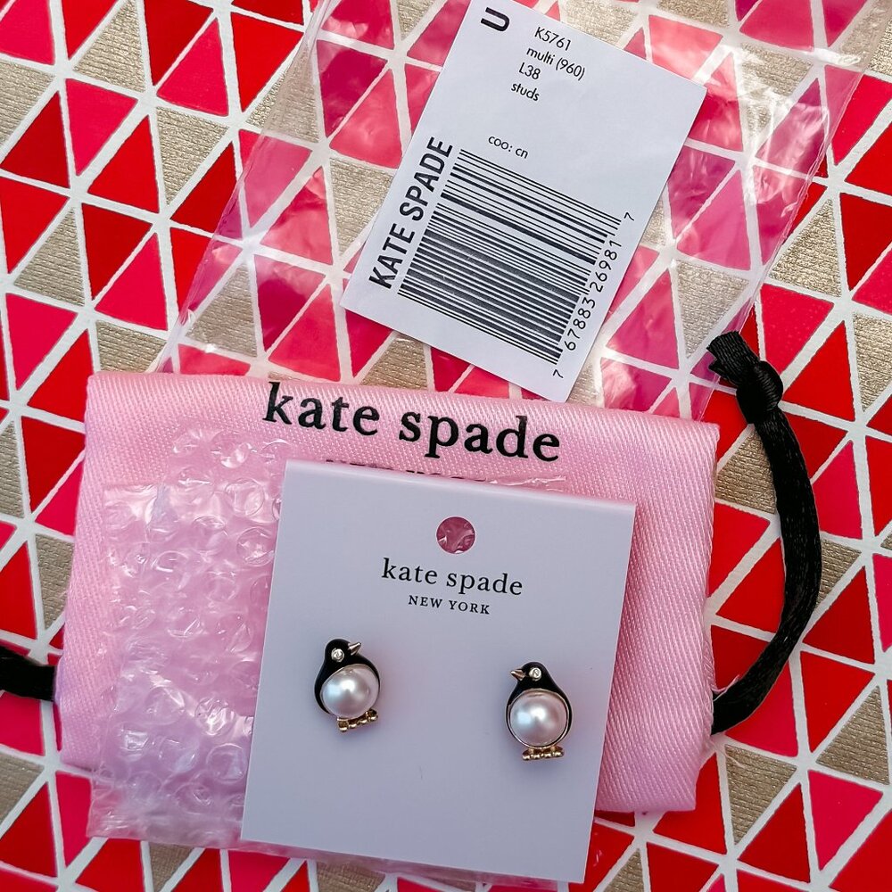 BNWT Kate Spade Penguin Pearl Stud Earrings